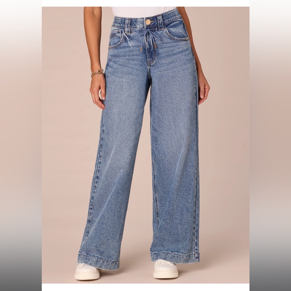 Democracy "Ab"solution Skyrise Drawstring Waistband Wide Leg Jeans with V-Yoke